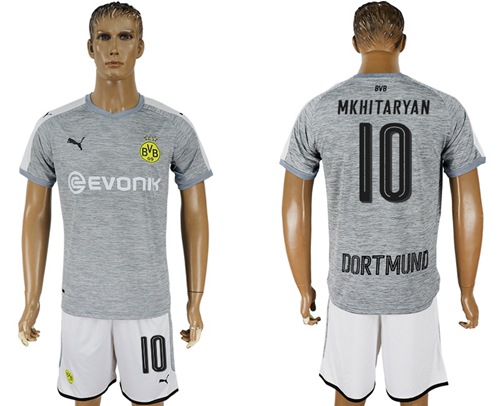Dortmund #10 Mkhitaryan Grey Soccer Club Jersey - Click Image to Close